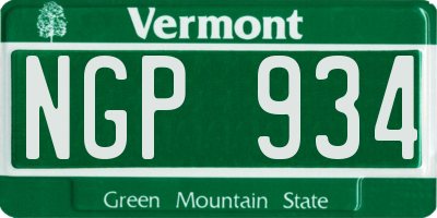 VT license plate NGP934