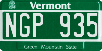 VT license plate NGP935