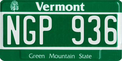 VT license plate NGP936