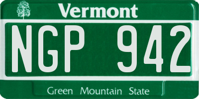 VT license plate NGP942