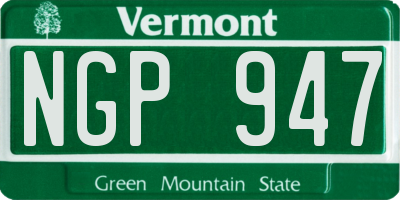 VT license plate NGP947