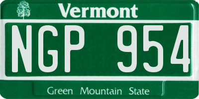 VT license plate NGP954
