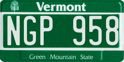 VT license plate NGP958