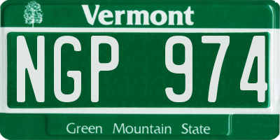 VT license plate NGP974