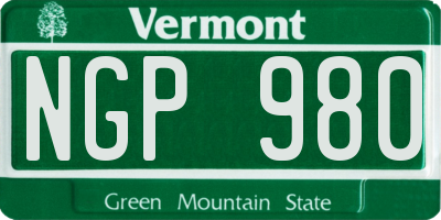 VT license plate NGP980