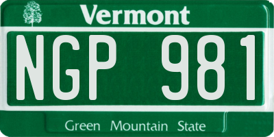 VT license plate NGP981