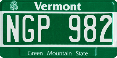 VT license plate NGP982
