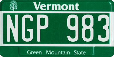 VT license plate NGP983