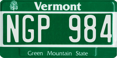 VT license plate NGP984
