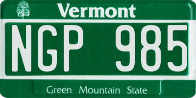 VT license plate NGP985