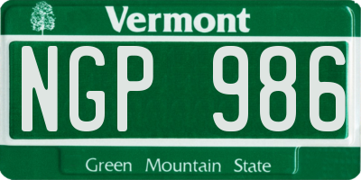 VT license plate NGP986
