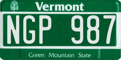 VT license plate NGP987