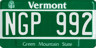 VT license plate NGP992
