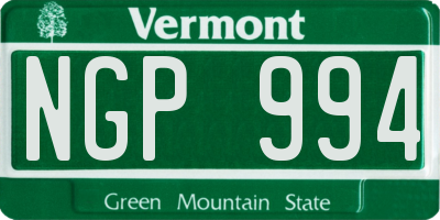VT license plate NGP994