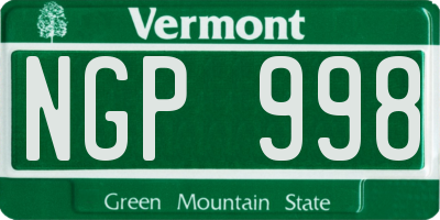 VT license plate NGP998