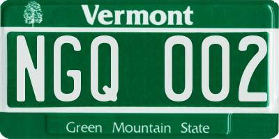 VT license plate NGQ002