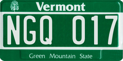 VT license plate NGQ017