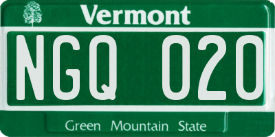 VT license plate NGQ020