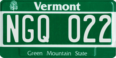 VT license plate NGQ022