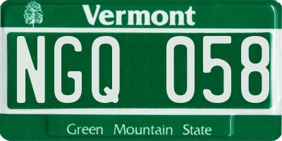 VT license plate NGQ058