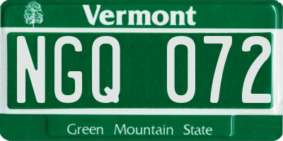 VT license plate NGQ072