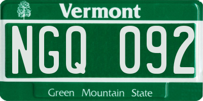 VT license plate NGQ092
