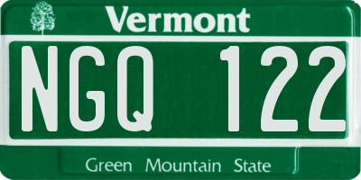 VT license plate NGQ122