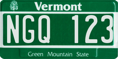 VT license plate NGQ123