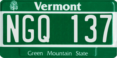 VT license plate NGQ137
