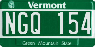 VT license plate NGQ154