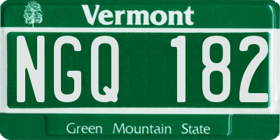 VT license plate NGQ182