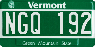 VT license plate NGQ192