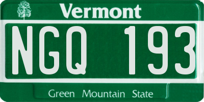 VT license plate NGQ193