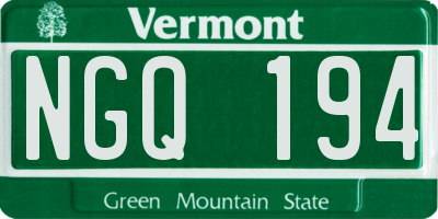 VT license plate NGQ194