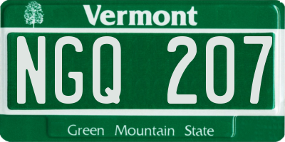 VT license plate NGQ207