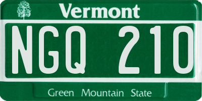 VT license plate NGQ210