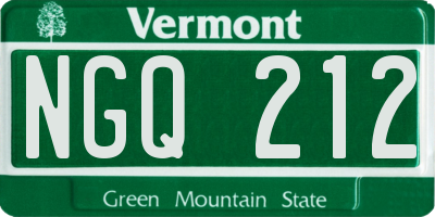VT license plate NGQ212