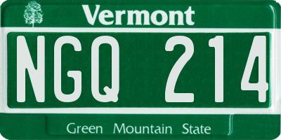 VT license plate NGQ214