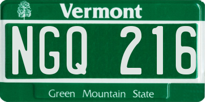 VT license plate NGQ216
