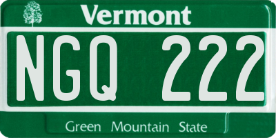 VT license plate NGQ222