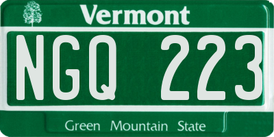 VT license plate NGQ223