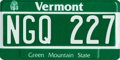 VT license plate NGQ227