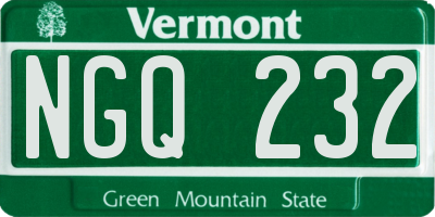 VT license plate NGQ232