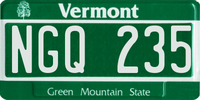 VT license plate NGQ235