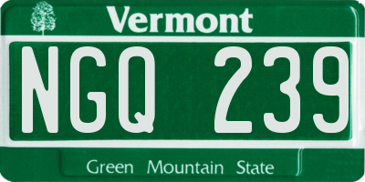 VT license plate NGQ239