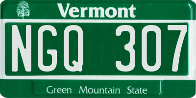 VT license plate NGQ307