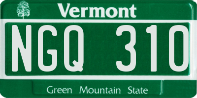 VT license plate NGQ310