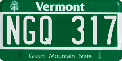 VT license plate NGQ317