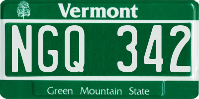 VT license plate NGQ342