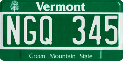 VT license plate NGQ345
